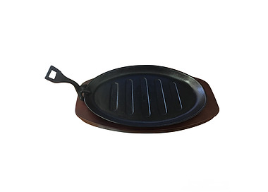 Steak Sizzle Plate & Wooden Board 290 x 180mm