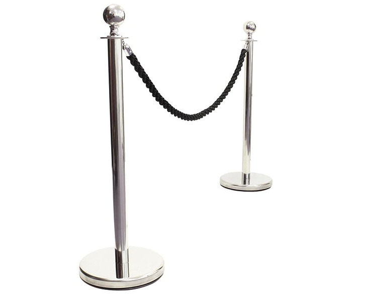 Barrier Pole Set 2 x Posts and 1 Black Rope 2m