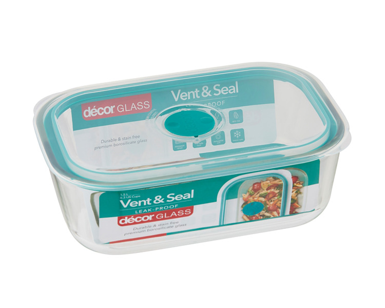 Decor Vent & Seal Glass Oblong Container 1500ml 