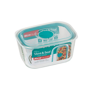Decor Vent & Seal Glass Oblong Container 600ml 