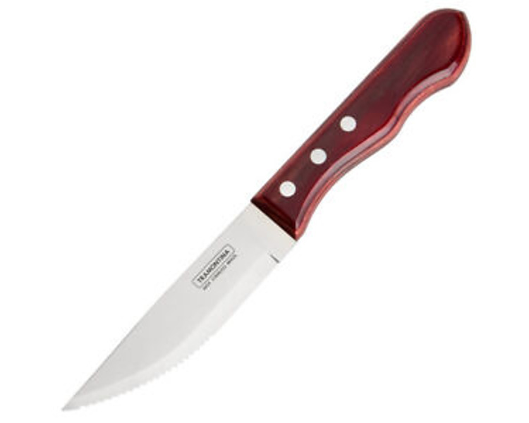 Red Jumbo Tramontina Steak Knife With Serrated Blade 5"