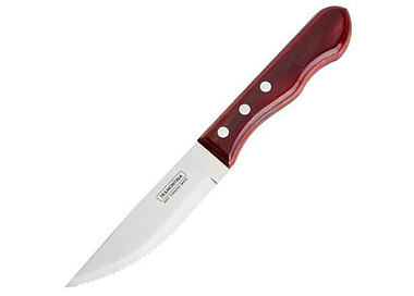 Red Jumbo Tramontina Steak Knife With Serrated Blade 5"